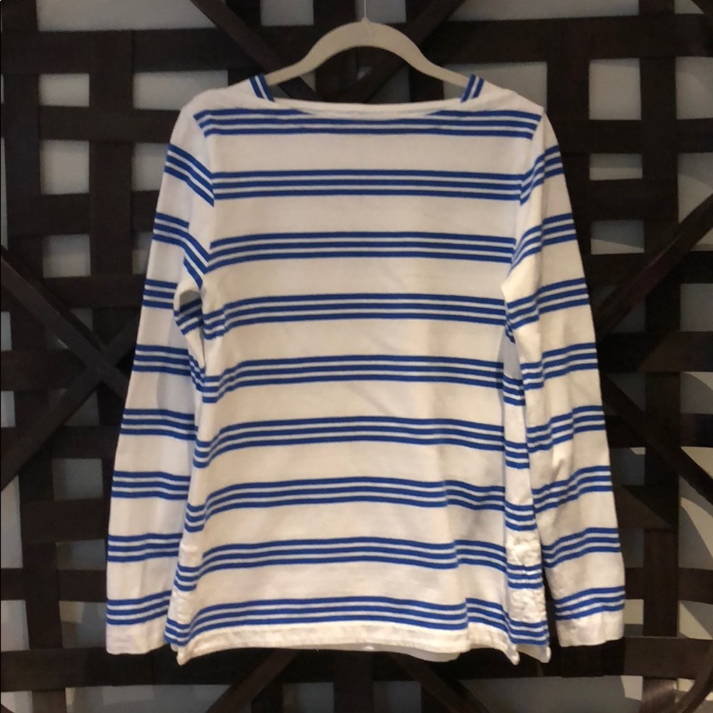 Blue and White Striped Cotton Shirt Sz S